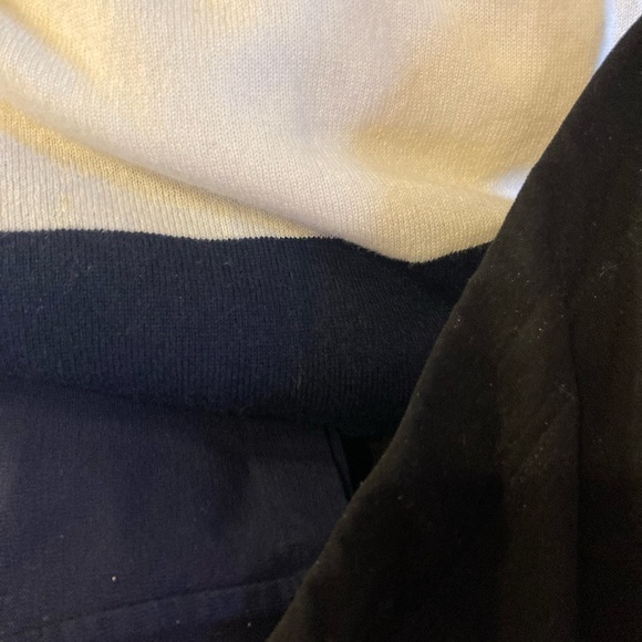 $1400 eskandar 100% cashmere pullover striped sweater navy blue cream 60” bust - Picture 7 of 8